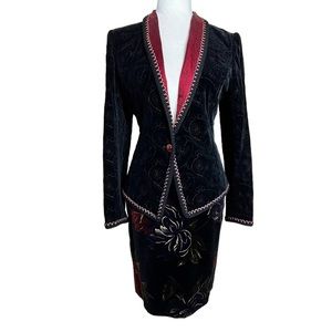 Vintage UNGARO Parallele Paris Skirt Suit Set. Velvet and Tweed Made in Italy